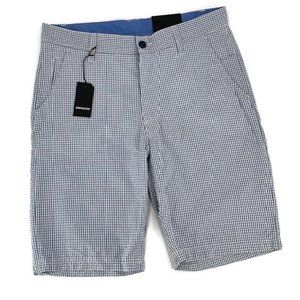 Report Collection Light Blue Gingham Casual Shorts Men's 34